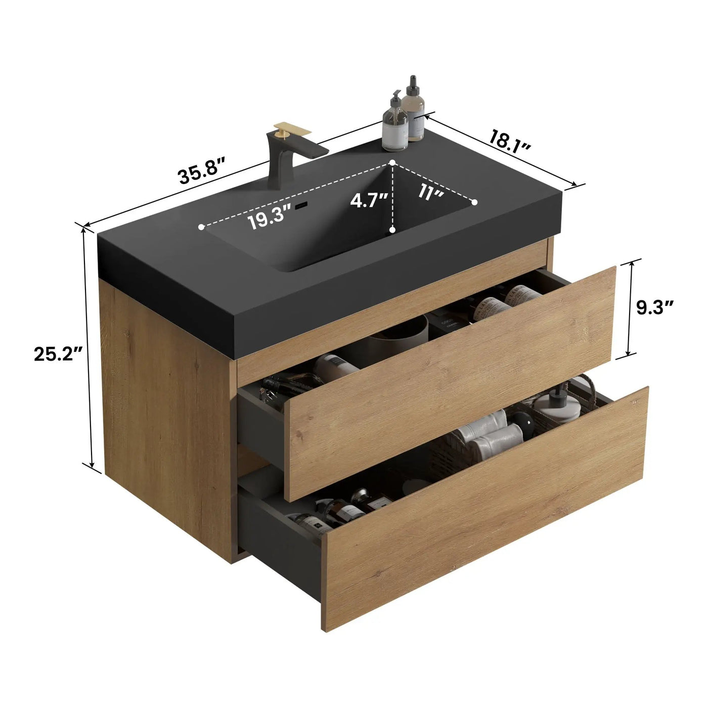 Alice Natural Oak Bathroom Vanity With Sink by HouseOfZazla