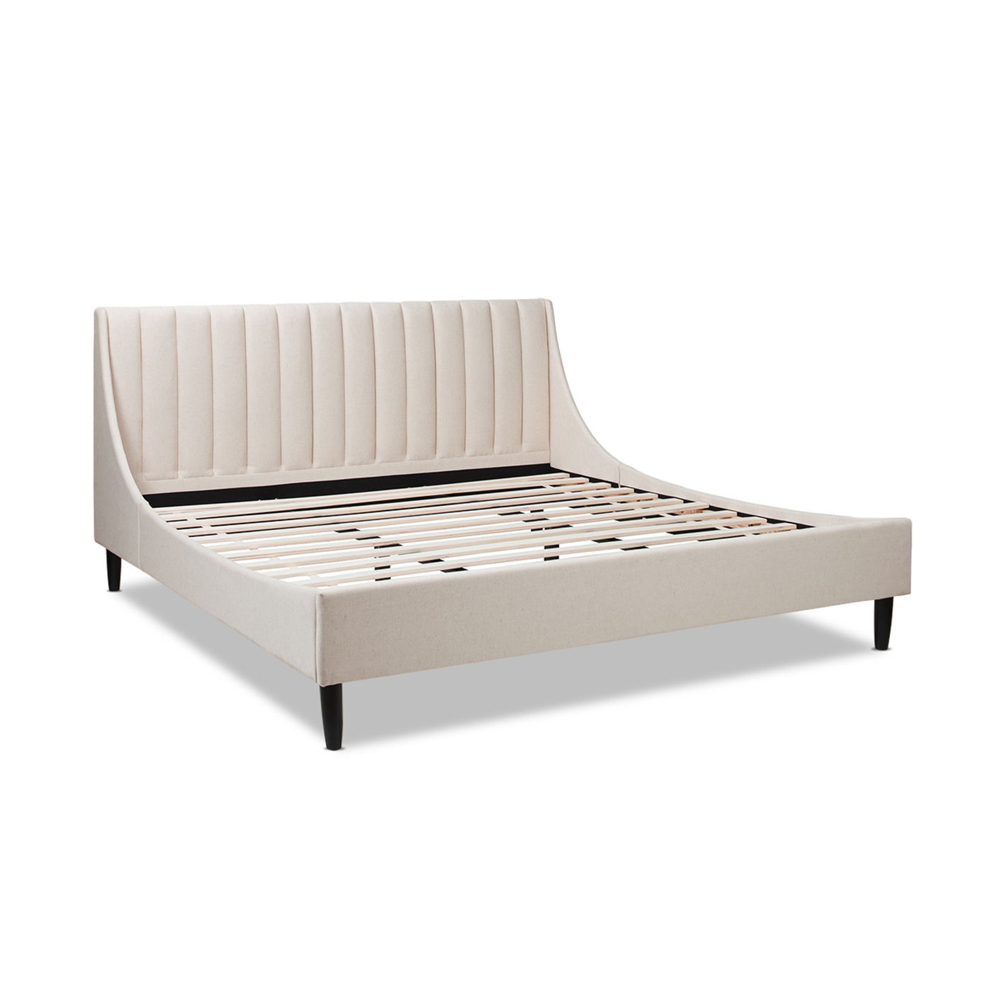 Aspen - King Vertical Tufted Headboard Platform Bed Set - Light Beige by HouseOfZazla