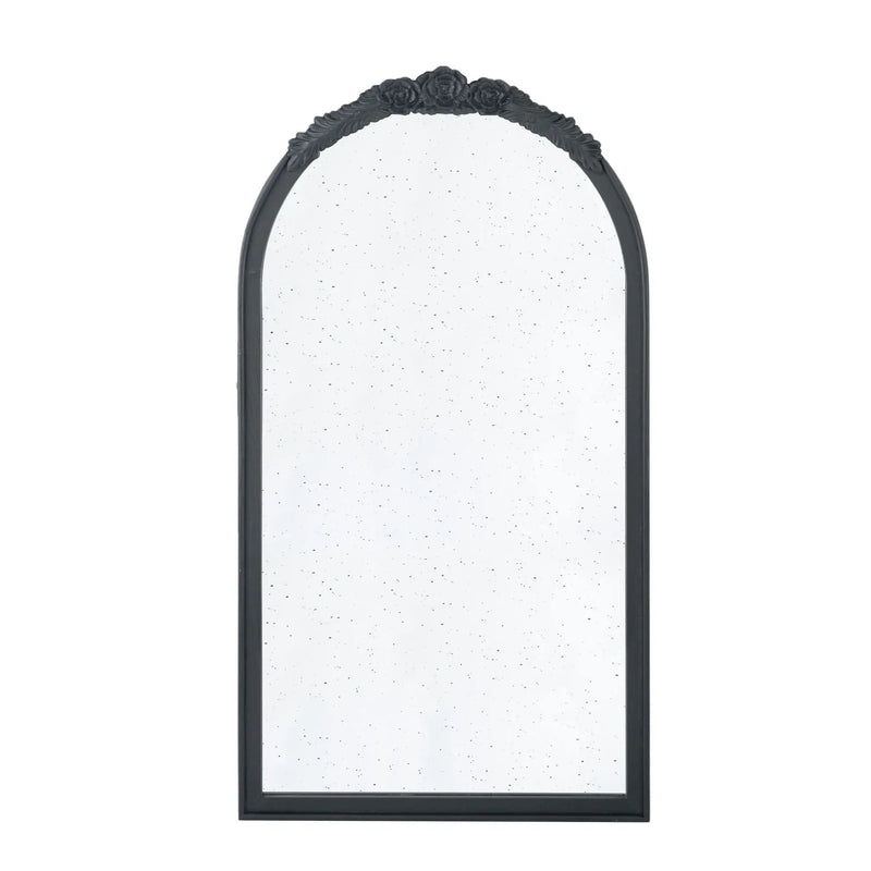 Hand Carved Rose Antique Mirror Frame, Wood Arch Mirror Wall Decor For Living Room by HouseOfZazla