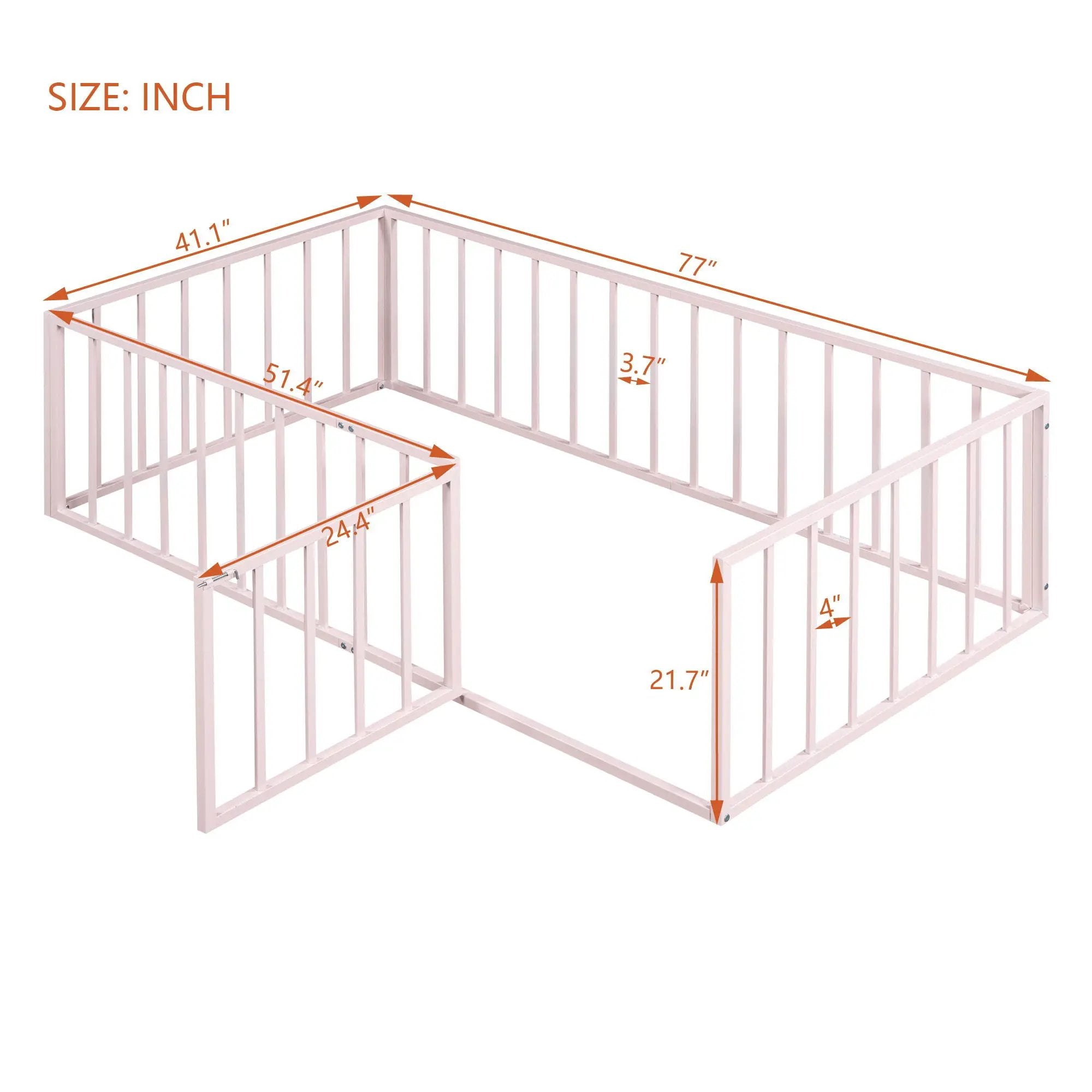 Metal Floor Bed Frame With Fence And Door by HouseOfZazla
