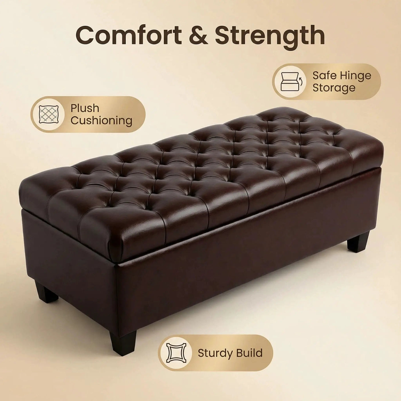 Storage Ottoman Bench With Safety Hinges by HouseOfZazla
