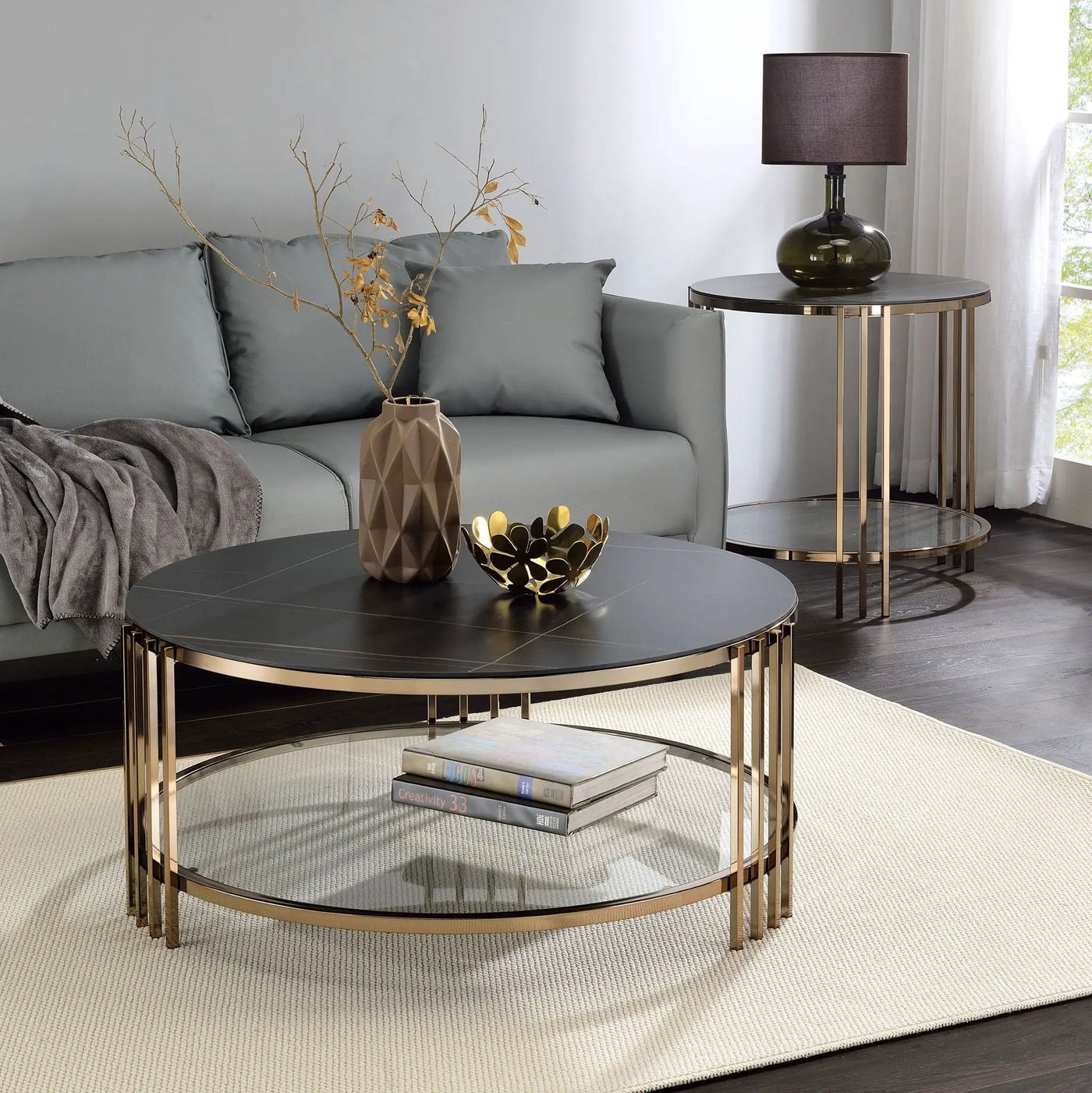 Abisha - Sintered Stone Top Round Tables by HouseOfZazla