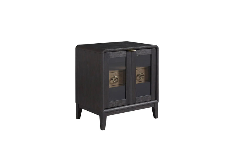 Glass Door Nightstand - Black by Unique Piece Furniture