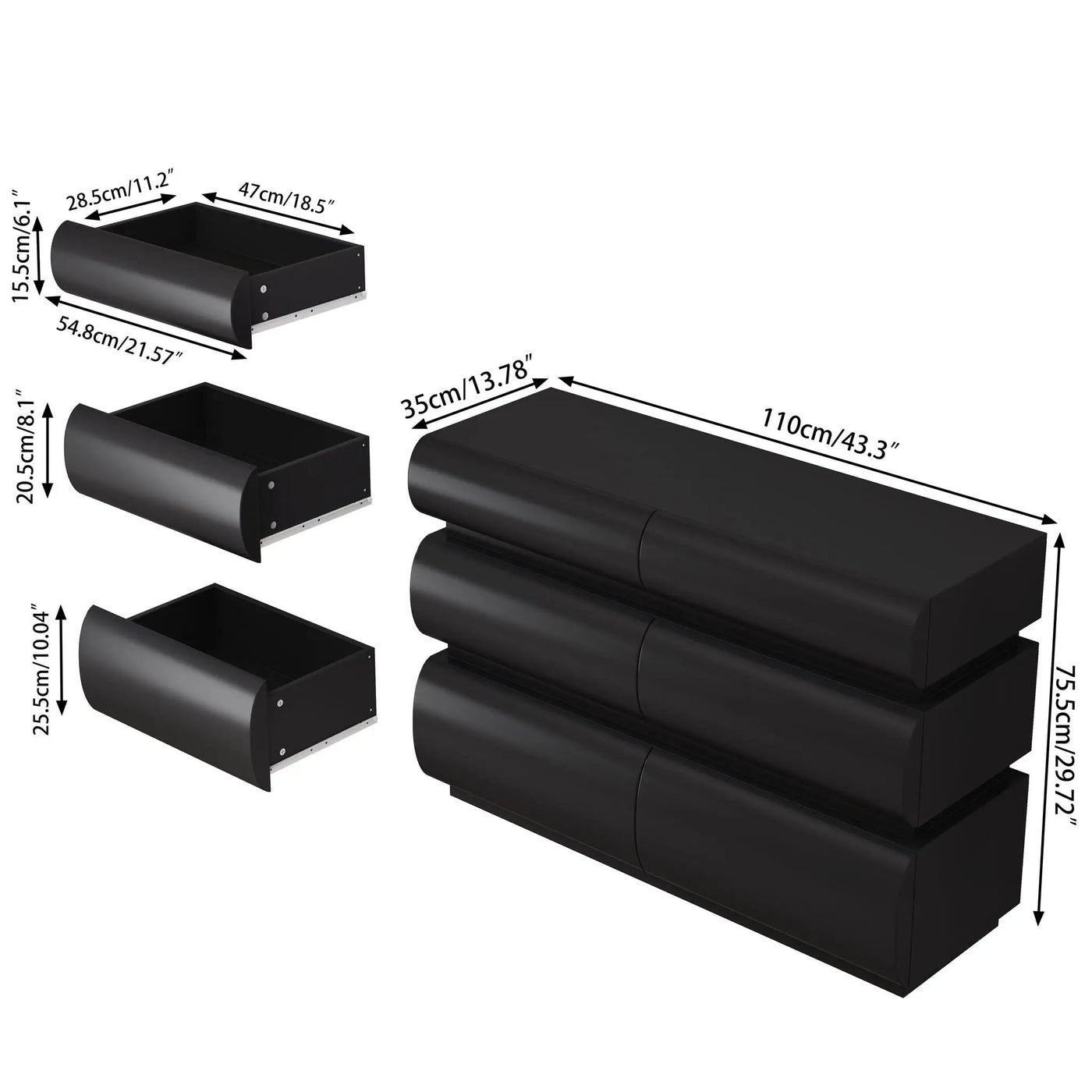 Minimalist Modern 6 Drawer Dresser, Handle Free Design With Wide Storage by HouseOfZazla