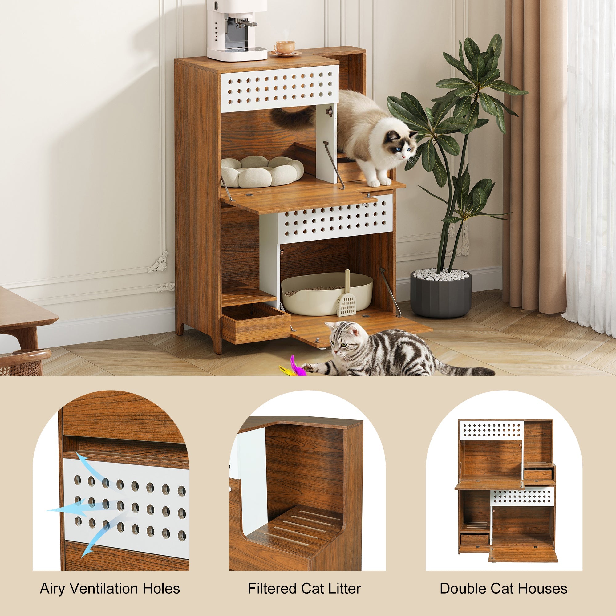 Modern 2-in-1 Cat Furniture, Litter Box Enclosure Side Table by HouseOfZazla