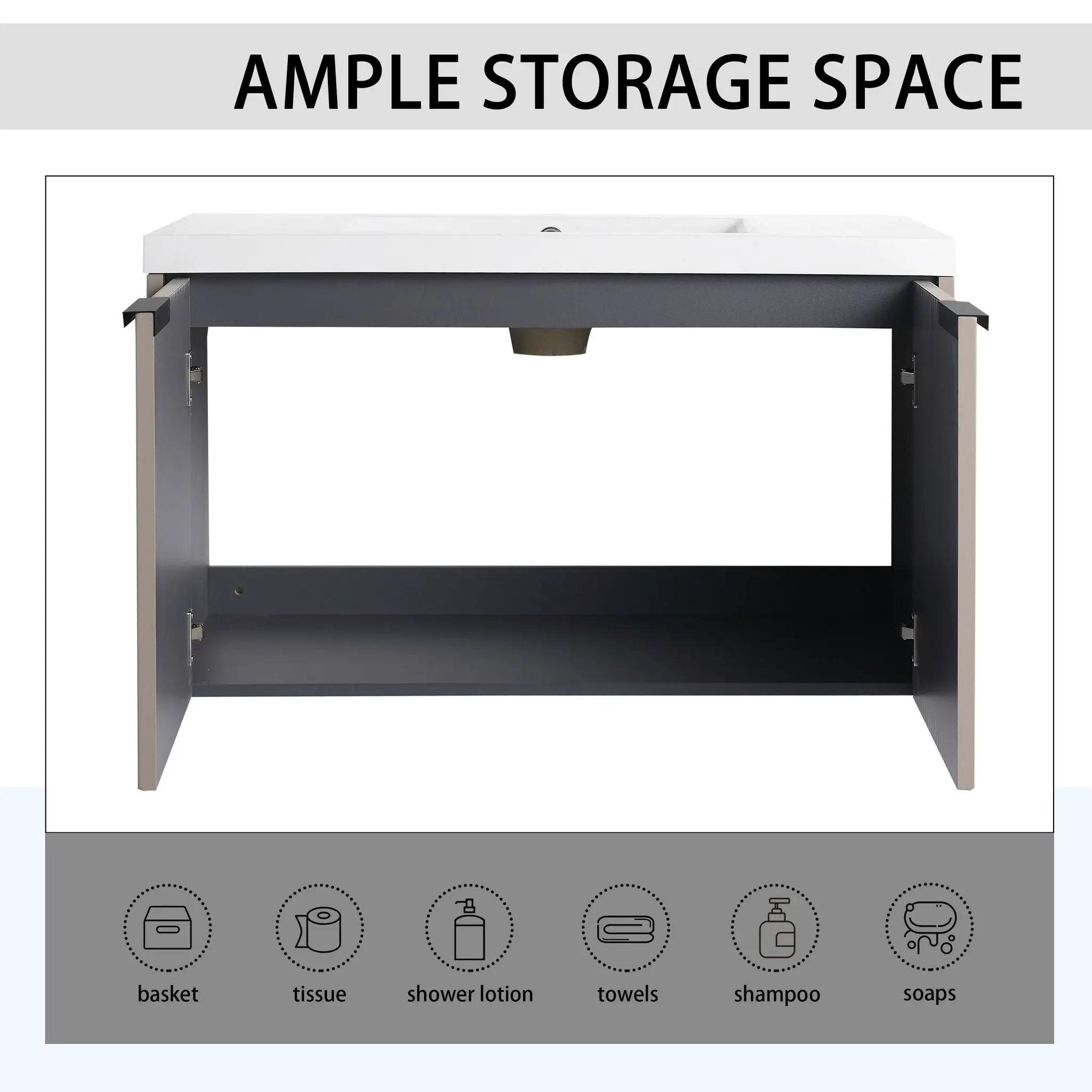 Contemporary Wall Mounted Bathroom Vanity With Resin Double Sink by Unique Piece Furniture