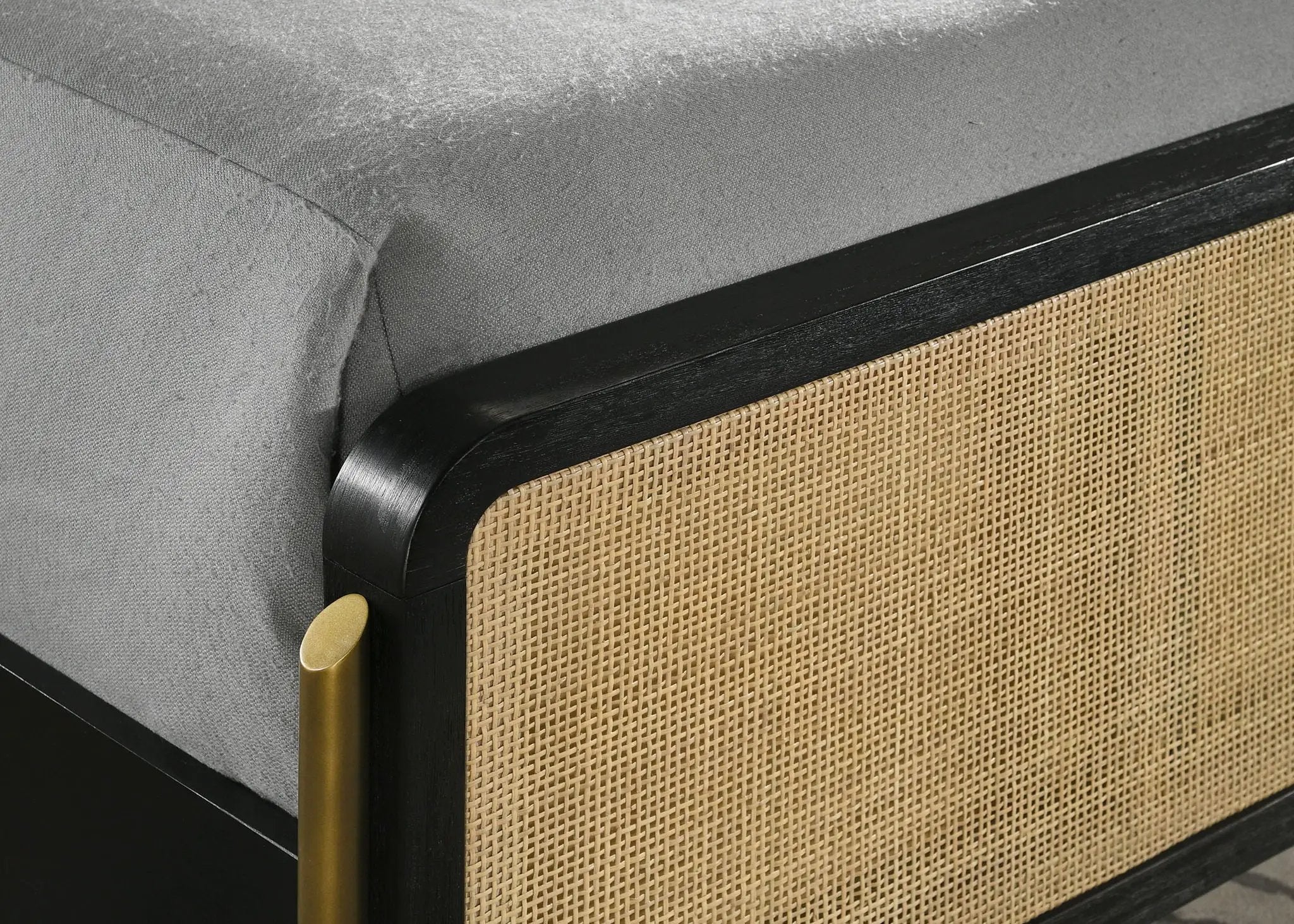 Arini Rattan Queen Panel Bed Black and Natural by Unique Piece Furniture