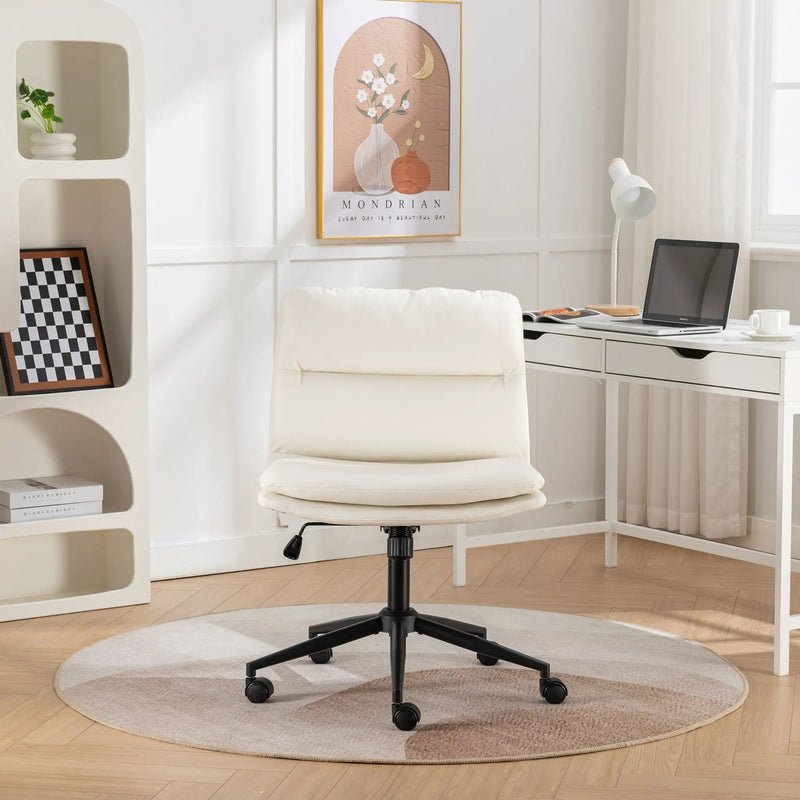 Bizerte - Adjustable Swivel Criss-Cross Chair, Wide Seat / Office Chair / Vanity Chair - White by Unique Piece Furniture