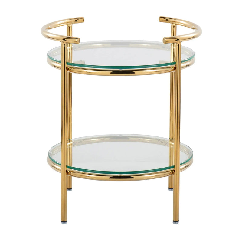 Rhonda - Contemporary / Glam Side Table - Gold / Clear by Unique Piece Furniture