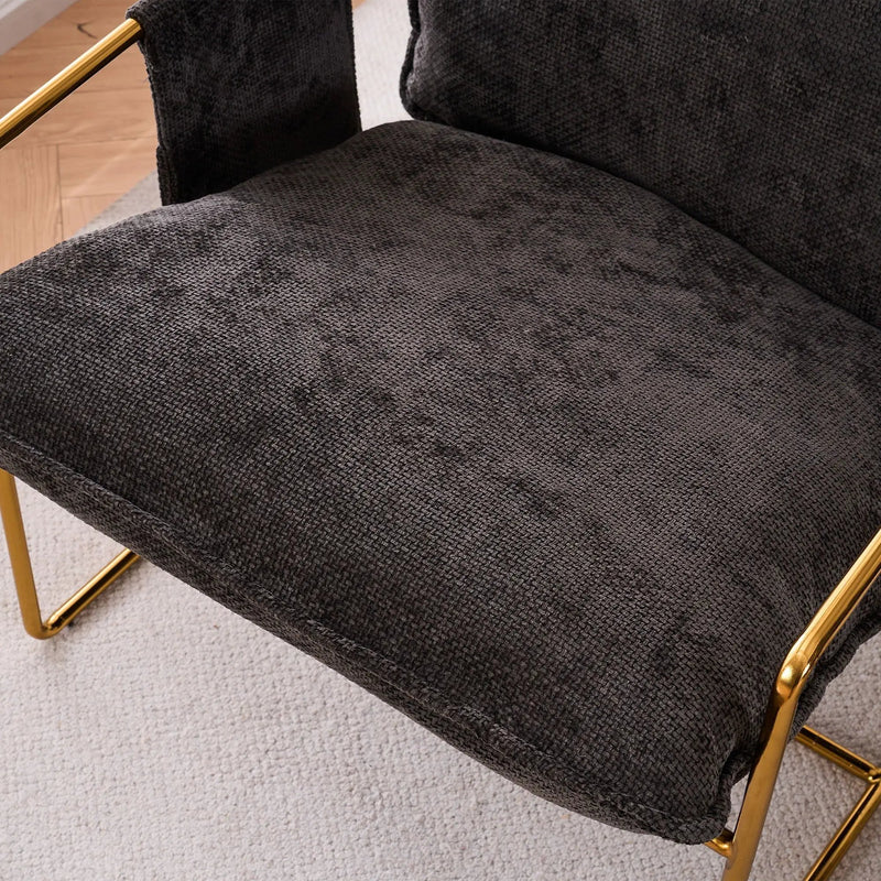 Upholstered Hanging Armchair With Arm Pocketsmetal Frame (Set of 2), Plated Craftsmanship, Crushed Foam Cushions And Skin-Friendly Woven Fabric For Living Room And Bedroom by HouseOfZazla