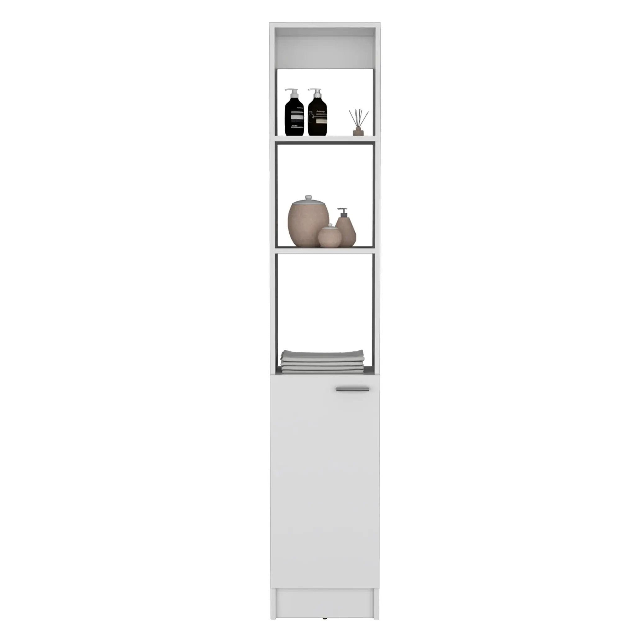 Linen Cabinet, 1 Door, 6 Shelves - White by Unique Piece Furniture