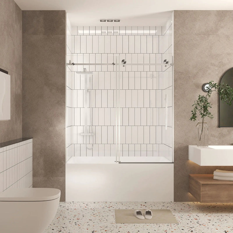 Frameless Shower Door, Smooth Sliding Tracks