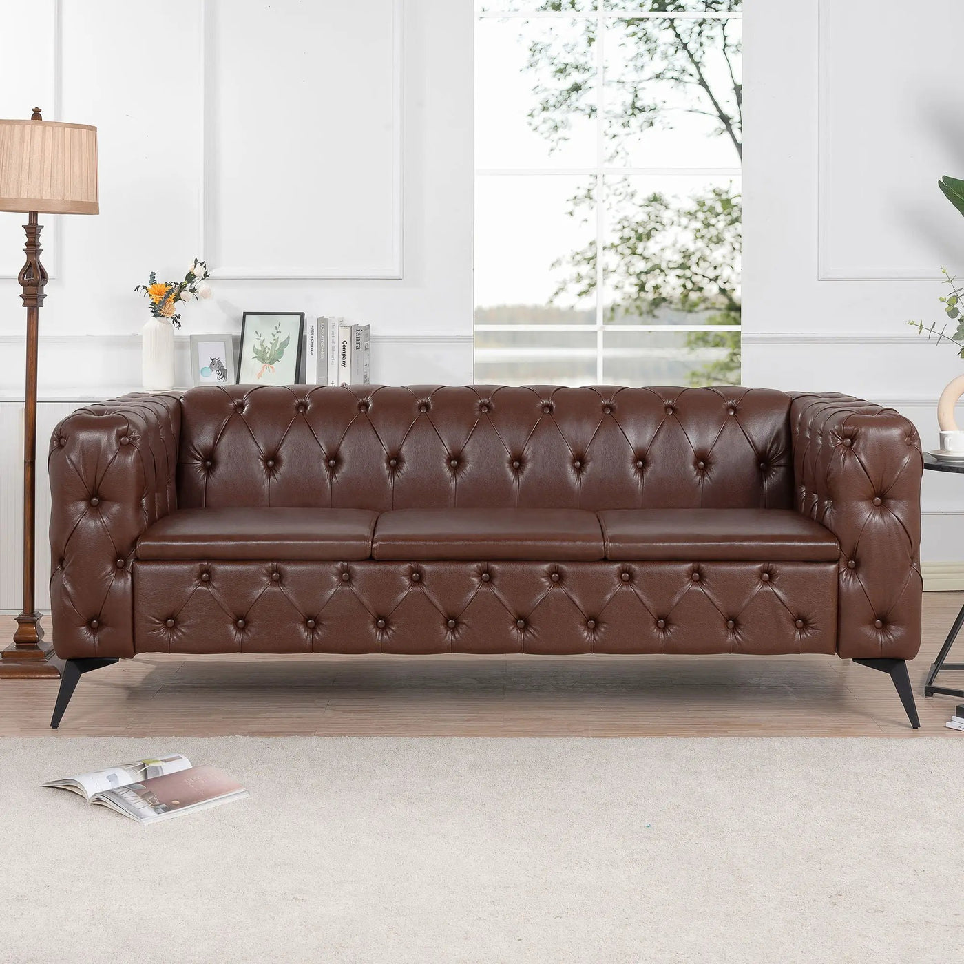 Square Arm Removable Cushion 3 Seater Sofa by HouseOfZazla