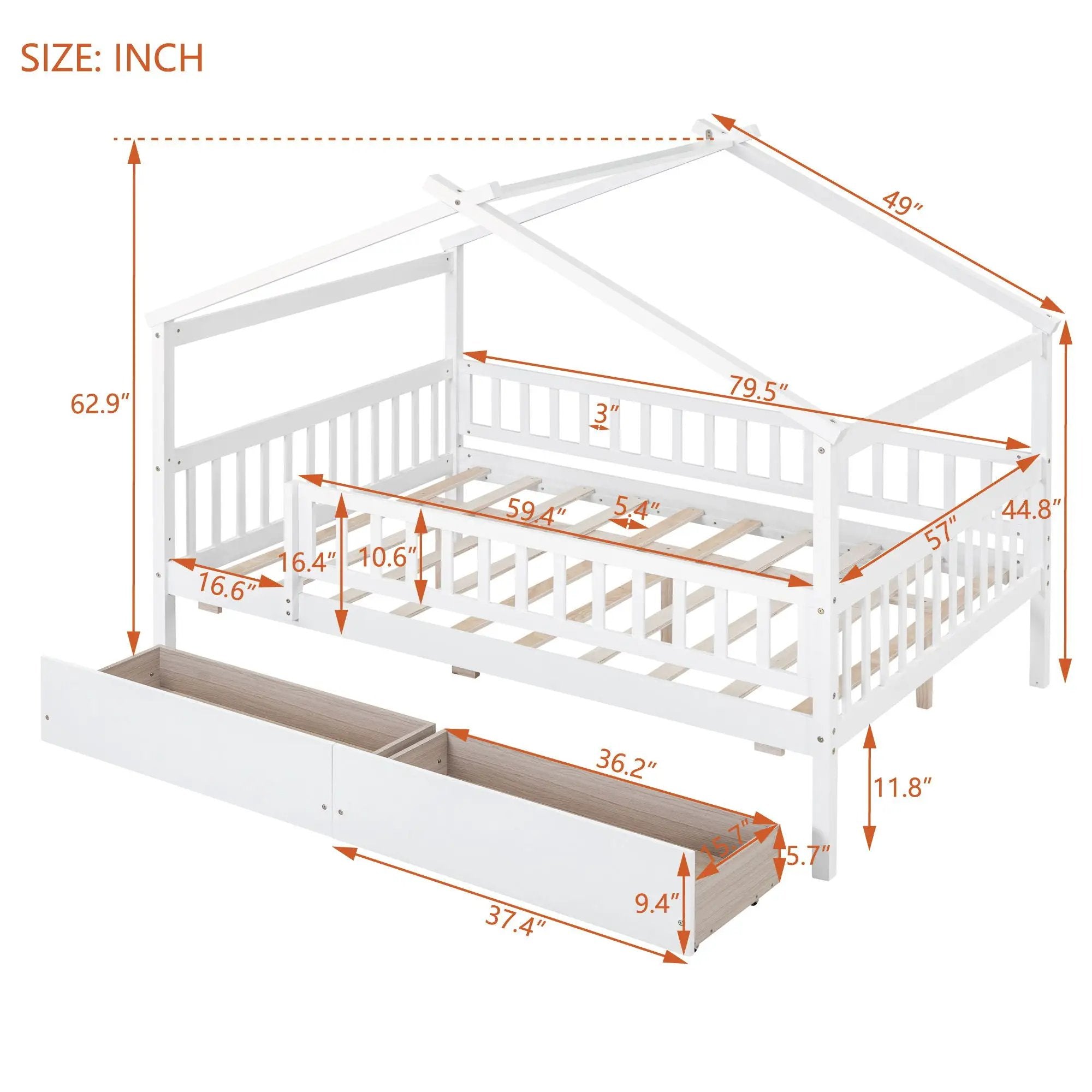 House Bed With 2 Drawers by Unique Piece Furniture