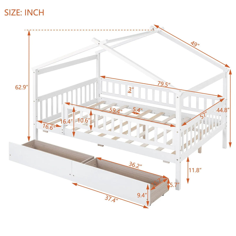House Bed With 2 Drawers by Unique Piece Furniture