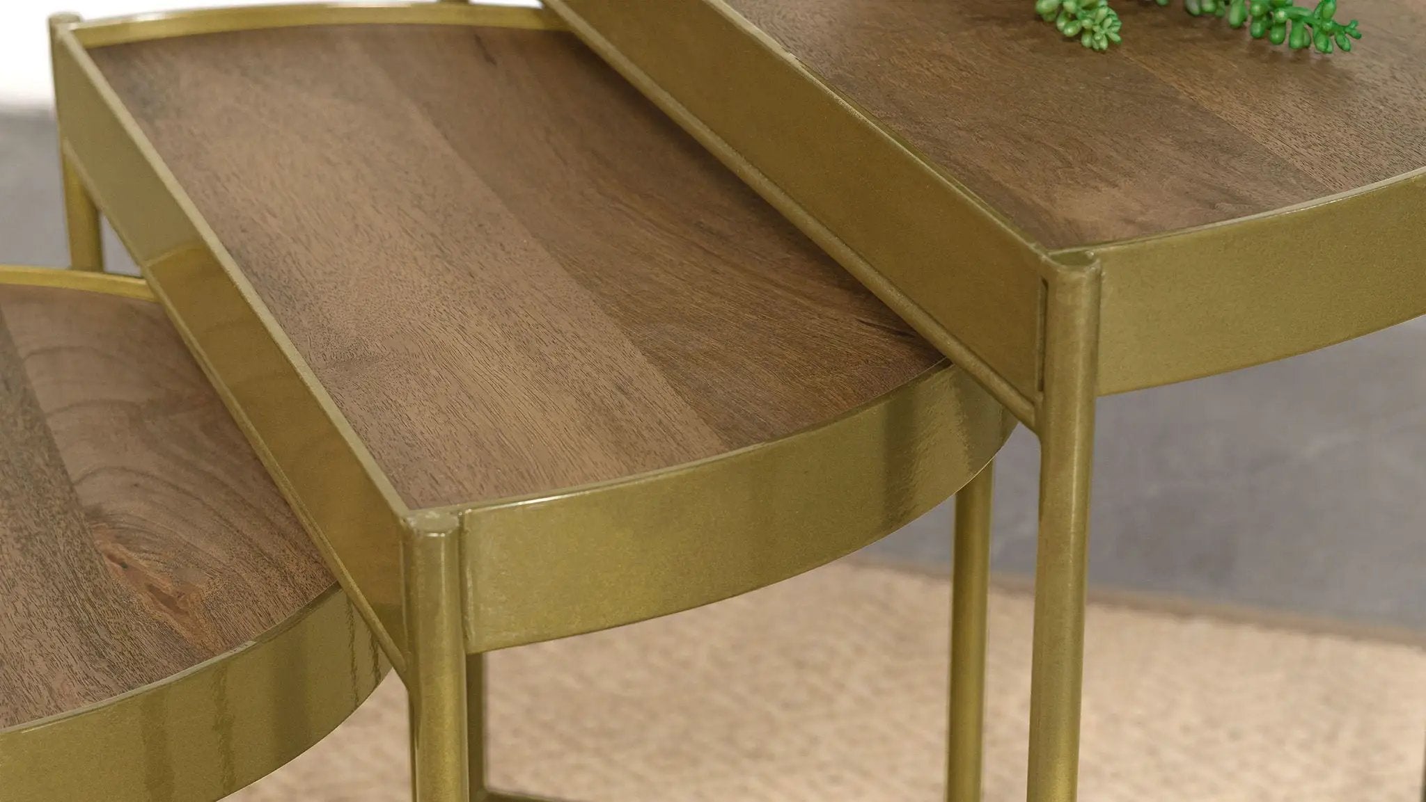 Tristen 3-Piece Demilune Nesting Table Brown and Gold by Unique Piece Furniture