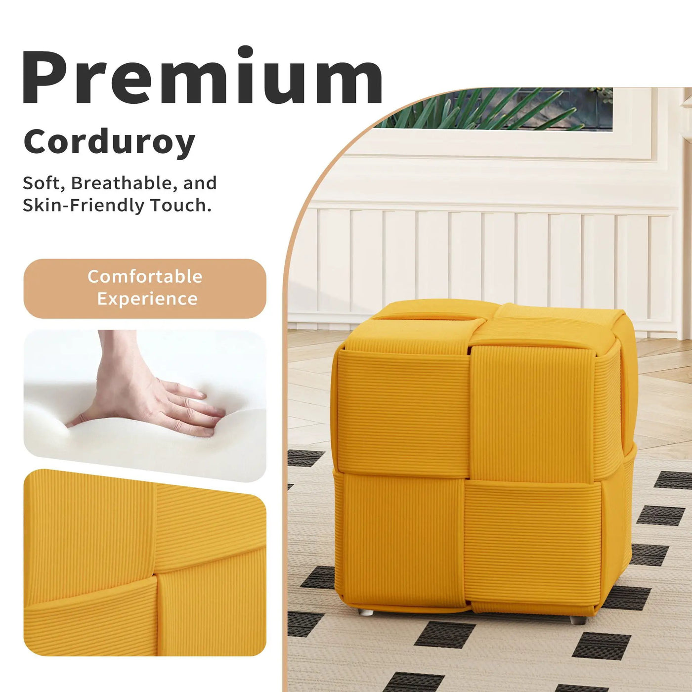 Modern Ottoman Foot Rest With Woven Design by Unique Piece Furniture