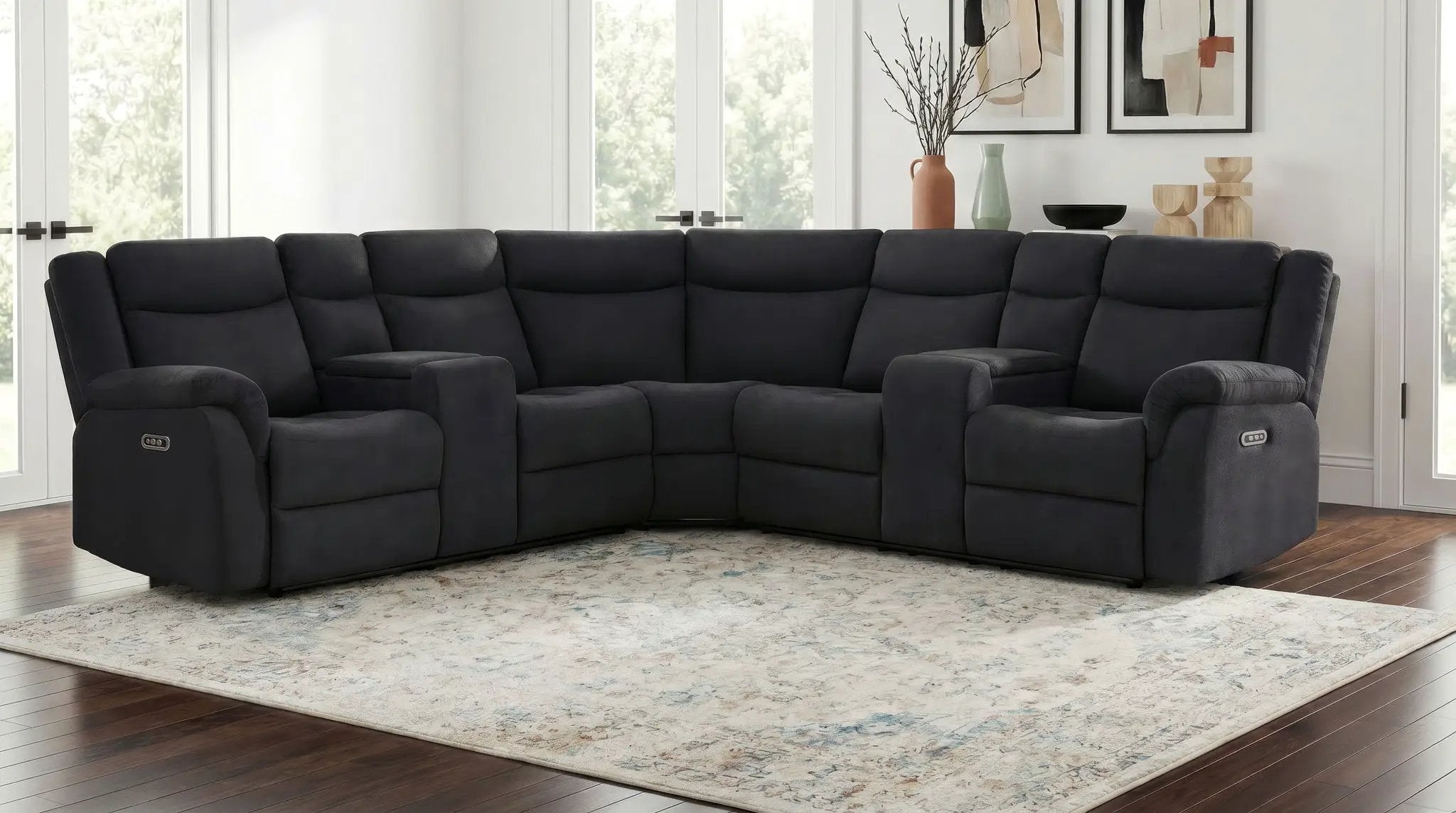 Hagen Upholstered Power Reclining Sectional Sofa Steel Grey by Unique Piece Furniture