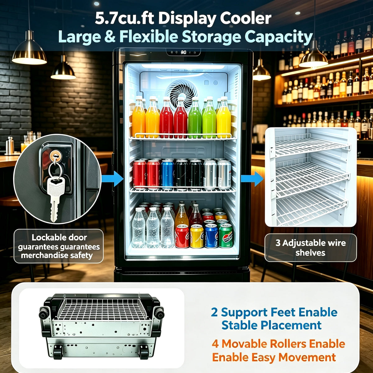 5.7 Cu.Ft Commercial Beverage Cooler with Double Glass Doors, photo 8 of 10