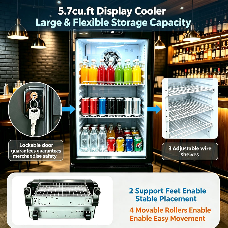 5.7 Cu.Ft Commercial Beverage Cooler with Double Glass Doors, photo 8 of 10