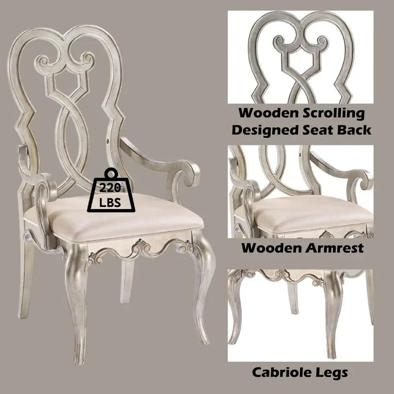 Esteban - Arm Chair (Set of 2) - Ivory Velvet & Antique Champagne by Unique Piece Furniture