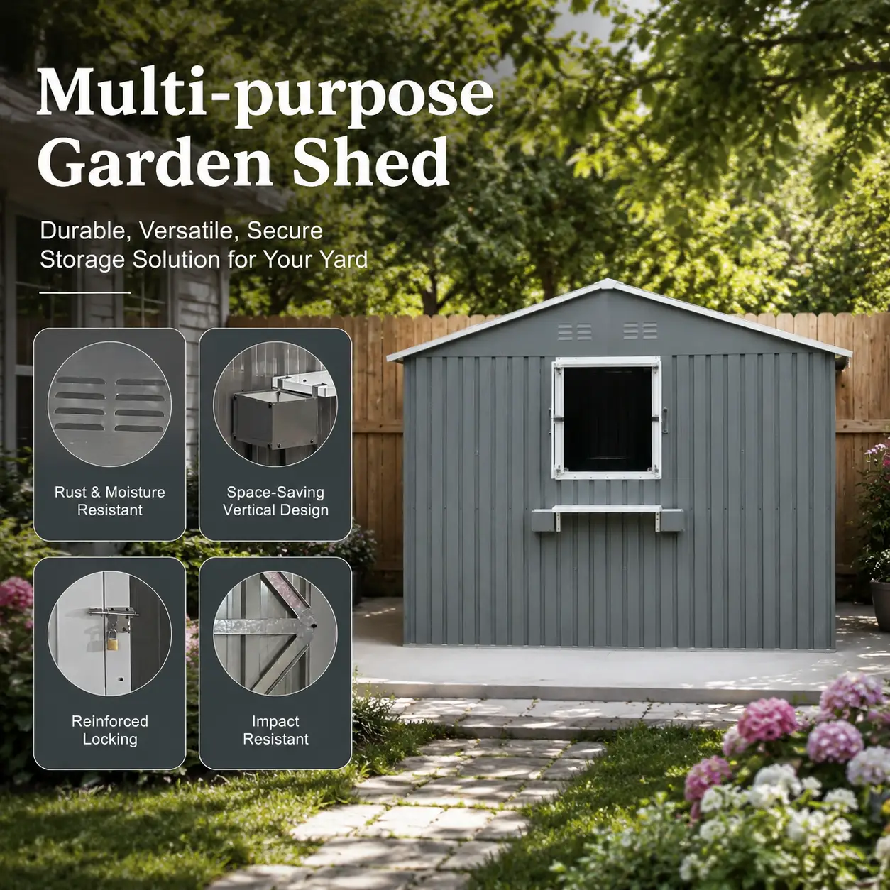 12x10 FT Outdoor Metal Storage Shed by HouseOfZazla