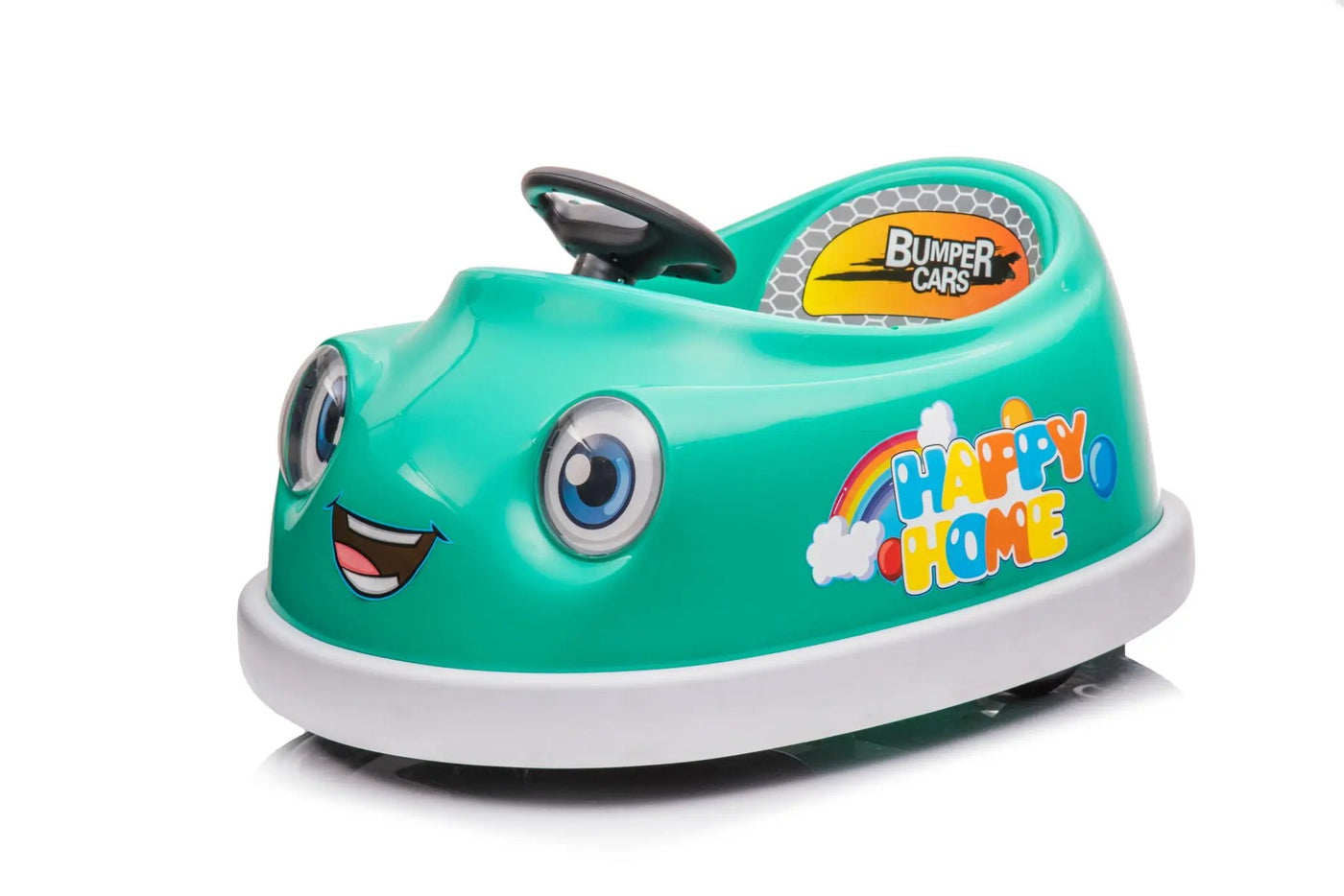 Bumper Car For Kids, 12V Dual Drive 1-6 Years Old Children's Electric Car With Pushrod Dinner Plate USB Bt Music Rocking Horse Mode Anti-Collision Bumper Ride On Car by HouseOfZazla
