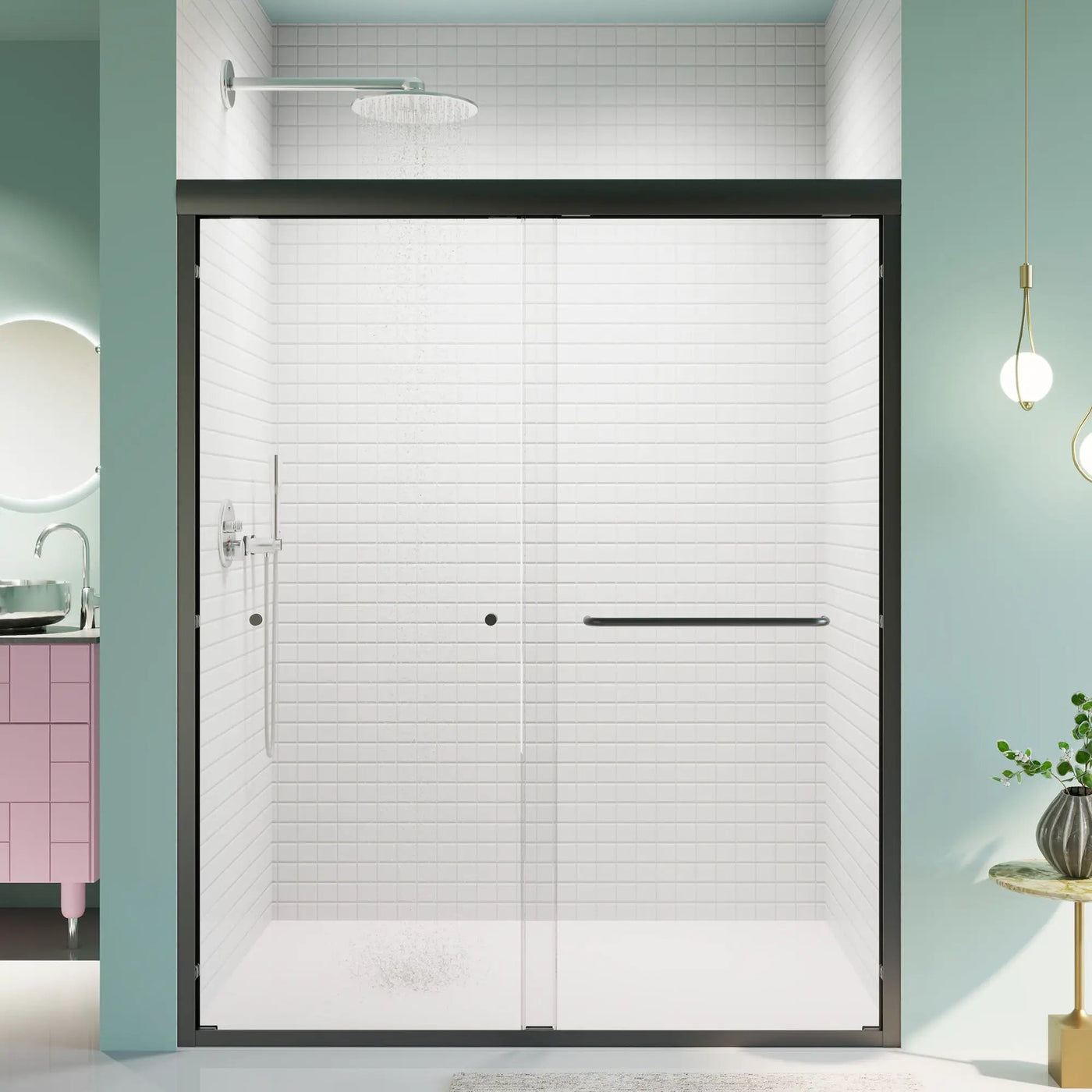 Semi-Frameless Double Sliding Shower Door, Bypass Shower Door, 1 / 4" (6Mm) Thick SGCC Tempered Glass Door by HouseOfZazla
