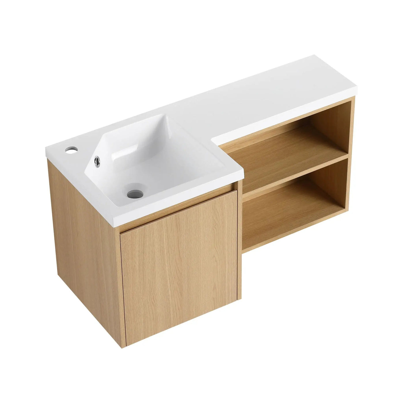 L-Shaped Wall Mounte Floating Bathroom Vanity With Integrated Sink by HouseOfZazla