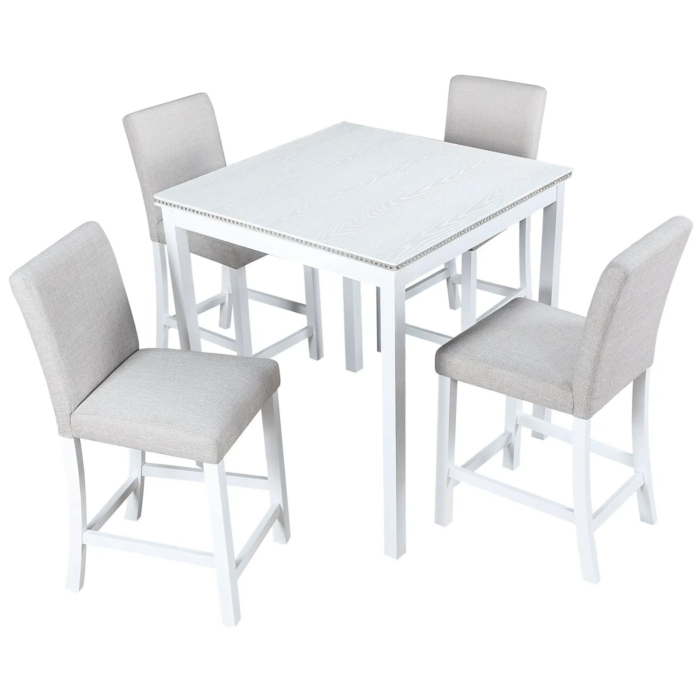 5 Piece Counter Height Table Set, Square Table And 4 Upholstered Chairs by HouseOfZazla