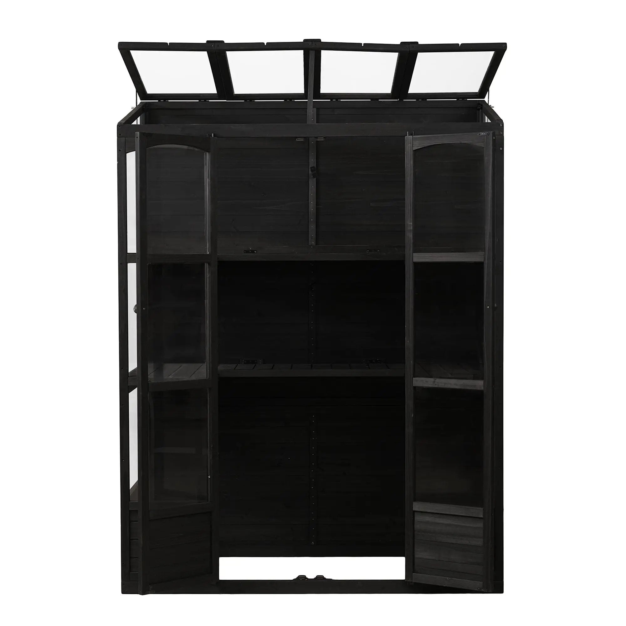 TOPMAX 78-inch Wooden Greenhouse Cold Frame with 4 Independent Skylights and 2 Folding Middle Shelves by HouseOfZazla