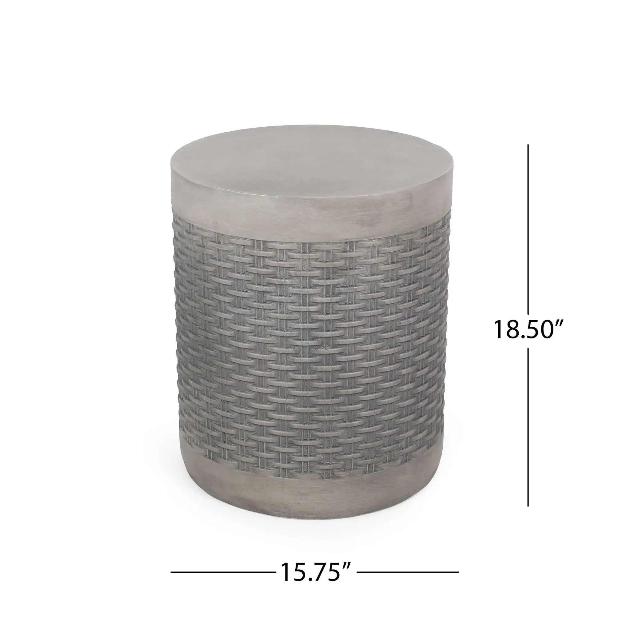 Outdoor Lightweight End Table Round Concrete - Natural by HouseOfZazla