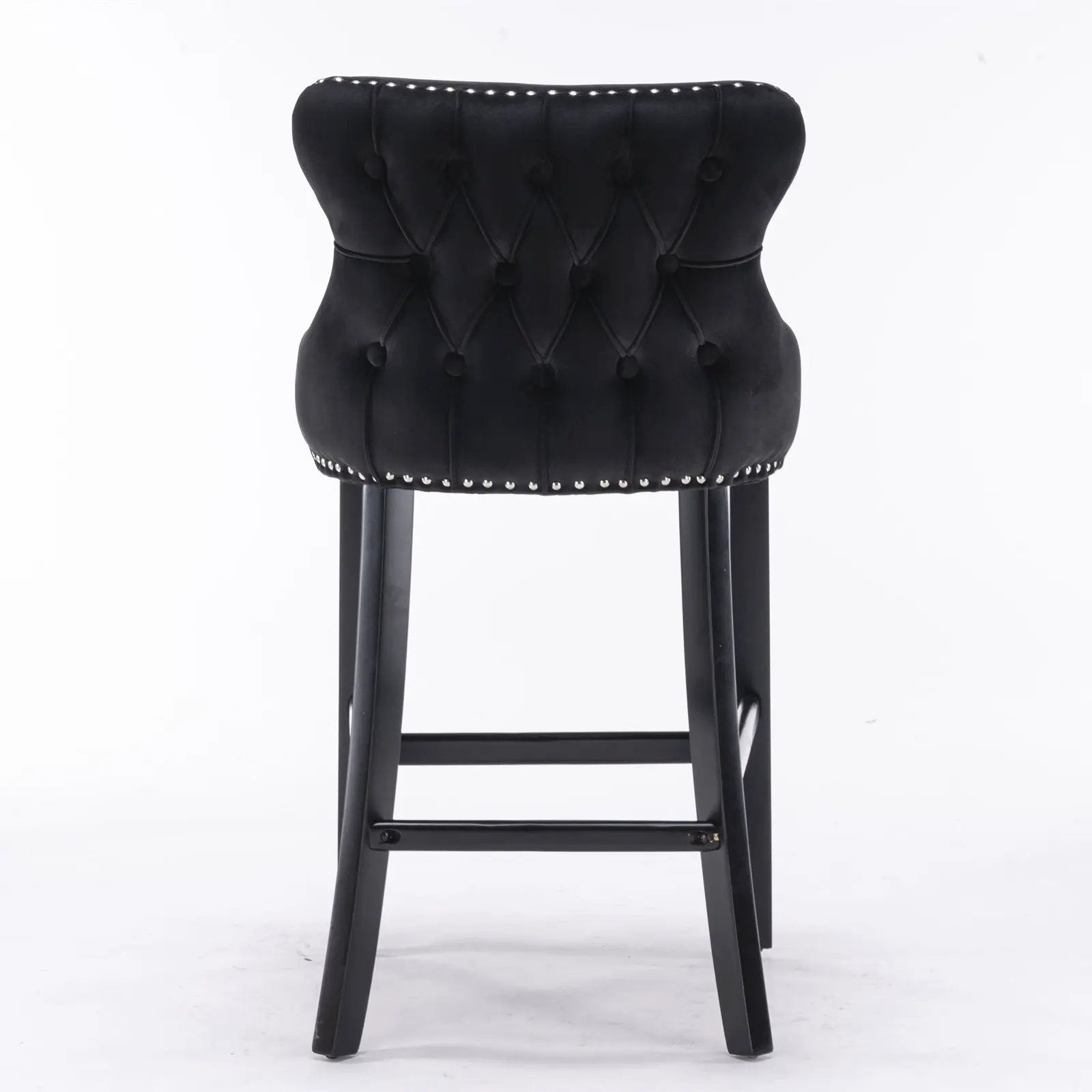 Contemporary Upholstered Wing-Back Barstools With Button Tufted Decoration And Wooden Legs, And Nailhead Trim, Leisure Style Bar Chairs, Bar Stools (Set of 2) by Unique Piece Furniture