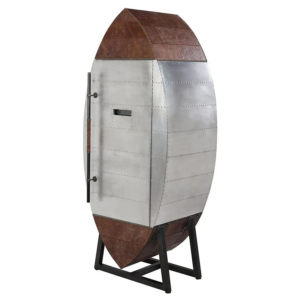 Brancaster - Wine Cooler - Retro Brown Top Grain Leather & Aluminum by Unique Piece Furniture