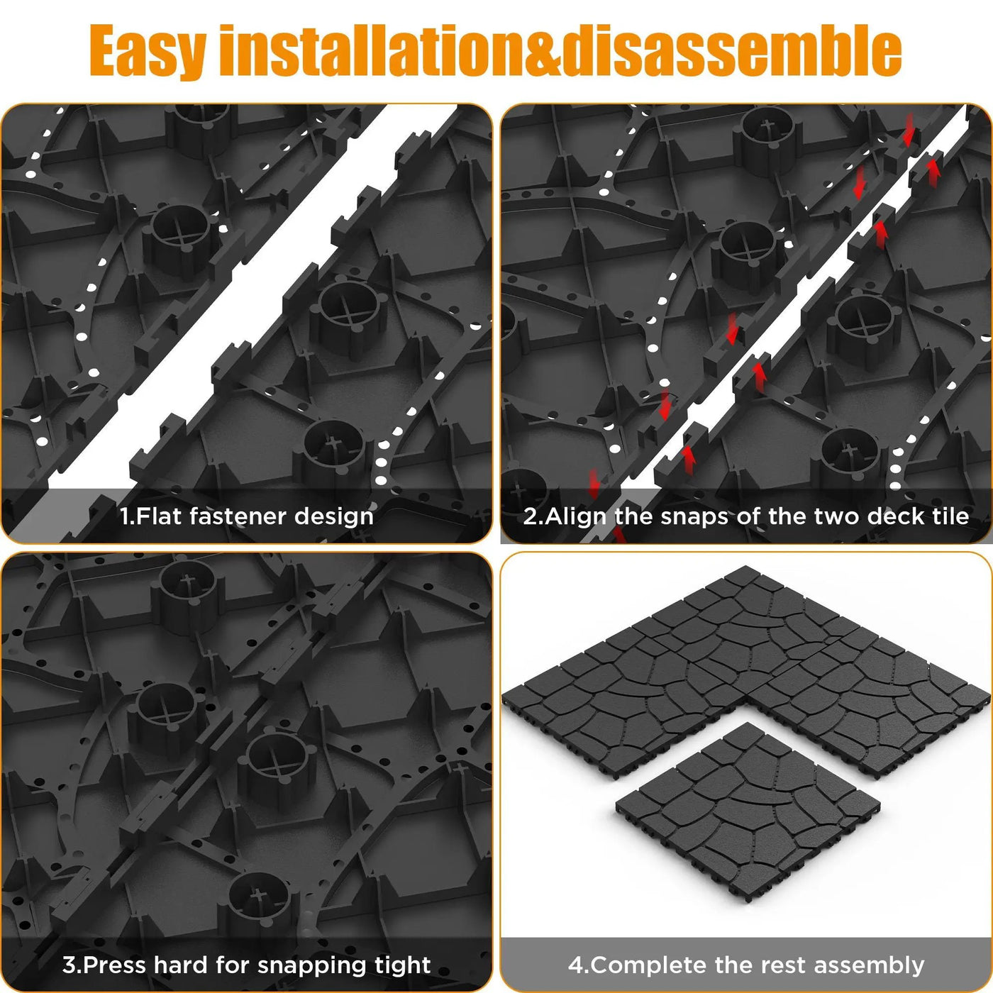 New Stone Texture Patio Deck Tiles, Diy Interlocking Floor Tiles, Easy Installation by HouseOfZazla