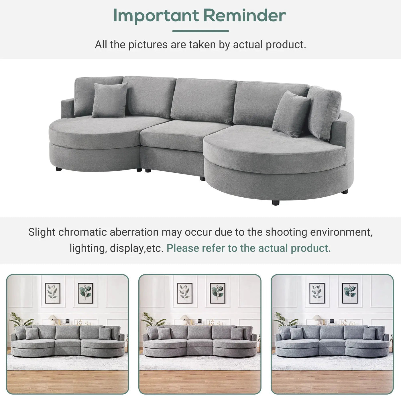 Modern 3 Seater Upholstered Sofa With Curved Design by HouseOfZazla