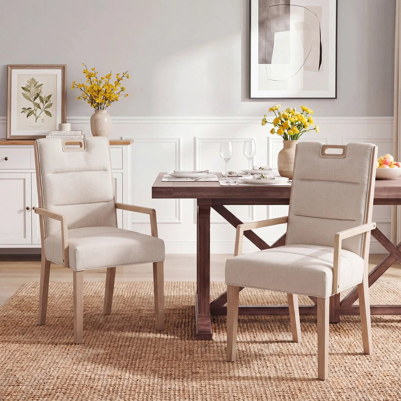 Upholstered Dining Chairs with Armrests by HouseOfZazla