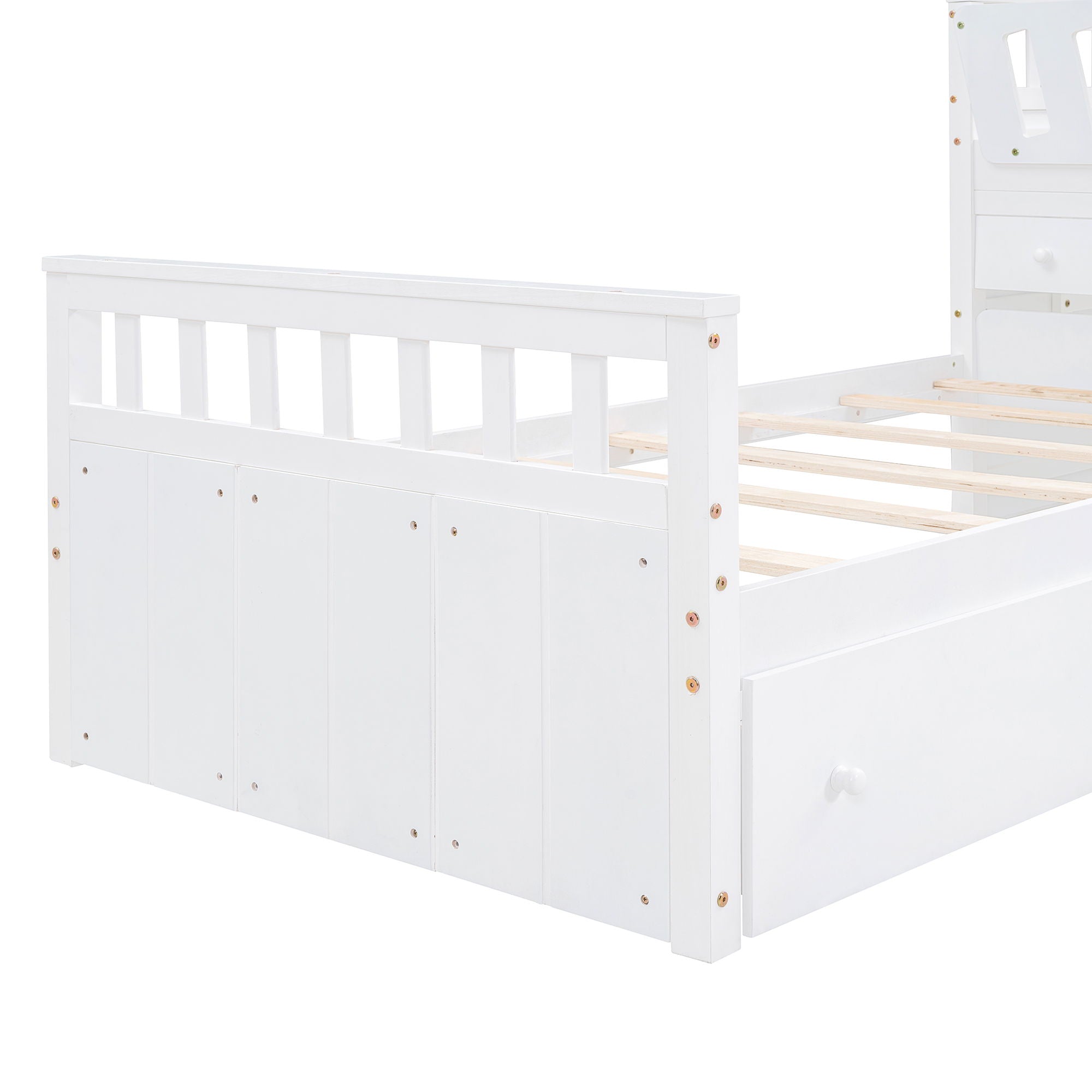 Loft Platform Bed With 7 Drawers And Full Guardrails, Modern L Shaped Space Savin by HouseOfZazla