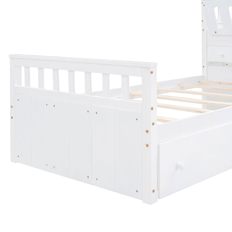 Loft Platform Bed With 7 Drawers And Full Guardrails, Modern L Shaped Space Savin by HouseOfZazla