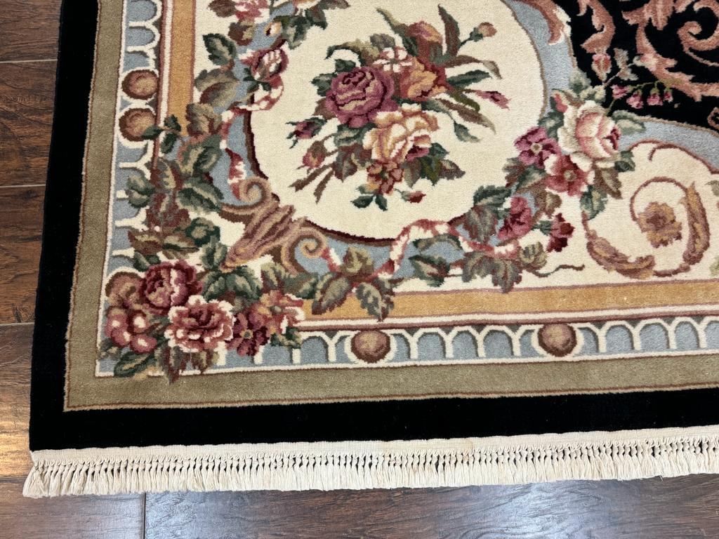 Aubusson Rug 8x10, Floral, Wool Pile, Elegant, European Design, Handmade, Fine by Jewel Rugs