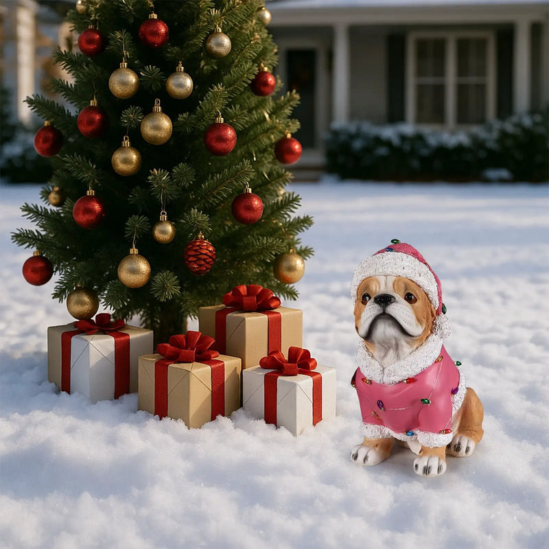 Christmas Pug Statue, Holiday Dog Figurine by HouseOfZazla