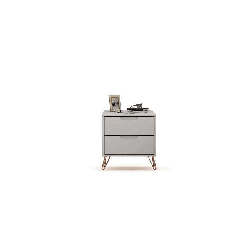 Rockefeller - Nightstand With 2 Drawers - White by HouseOfZazla