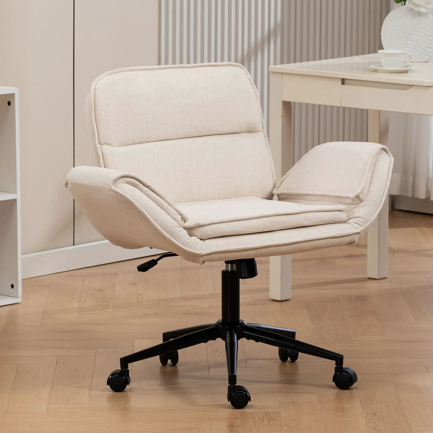 Criss Cross Swivel Desk Chair With Adjustable Armrests & Wheels For Home Office by HouseOfZazla