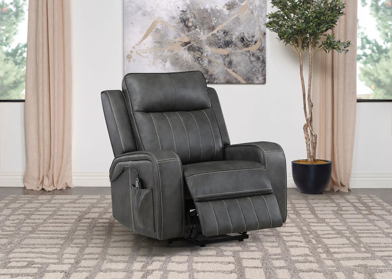 Raelynn Upholstered Power Lift Recliner Chair Grey by Unique Piece Furniture