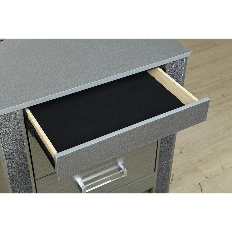 Lorenzo Nightstand with Hidden Compartment and Acrylic Handles – Silver, photo 2 of 7