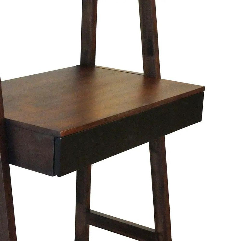 Ladder Desk, Ladder Style Display Shelf - Natural Wood / Brown by HouseOfZazla