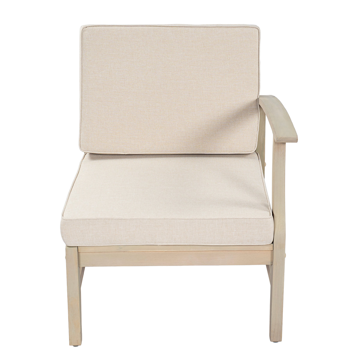 Perla Right Armchair with Waterproof Fabric - Natural/Beige