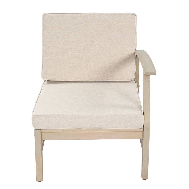 Perla Right Armchair with Waterproof Fabric - Natural/Beige