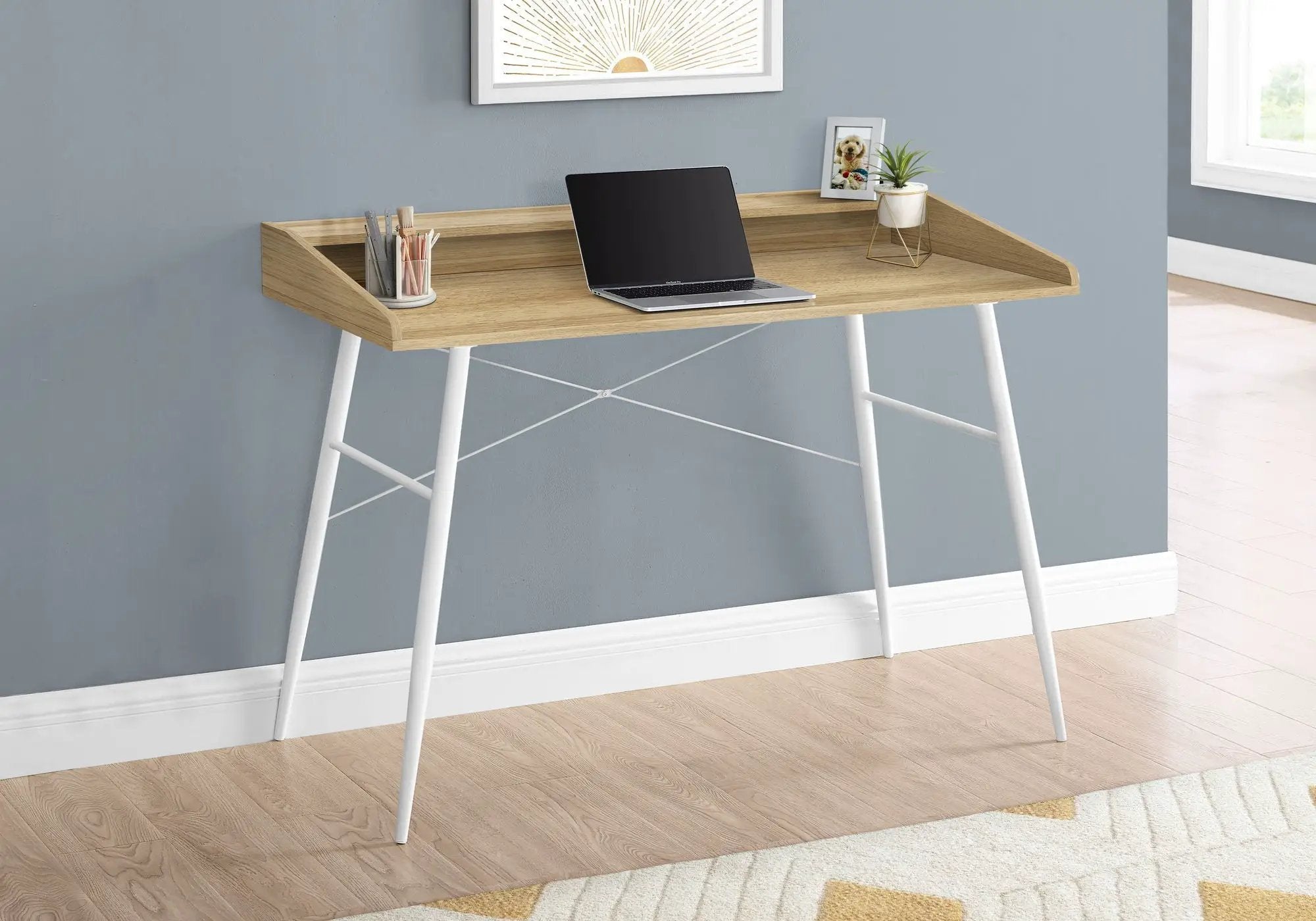 Computer Desk for Home Office, Laptop, Storage Shelves - Natural by HouseOfZazla