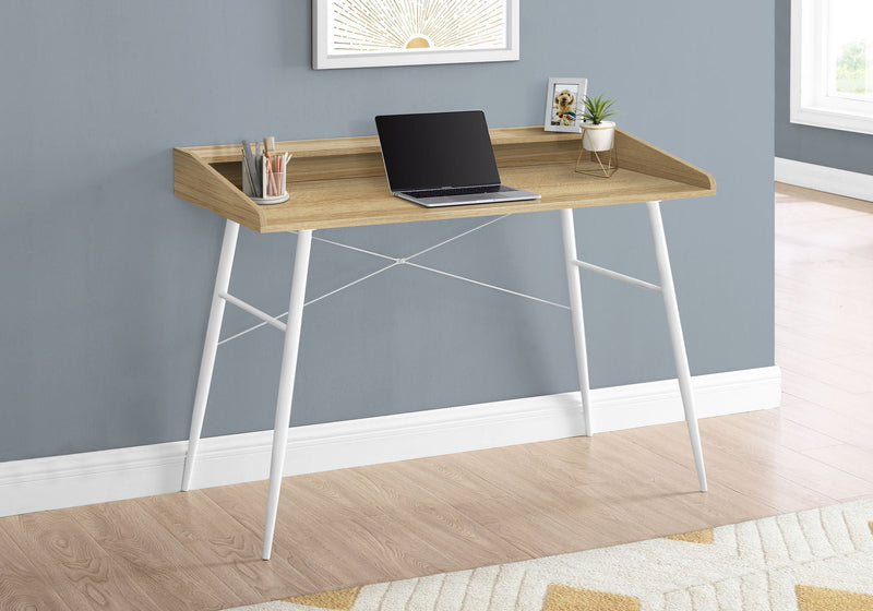 Natural Wood-Look Computer Desk with Storage Shelves - Light Brown, photo 3 of 4